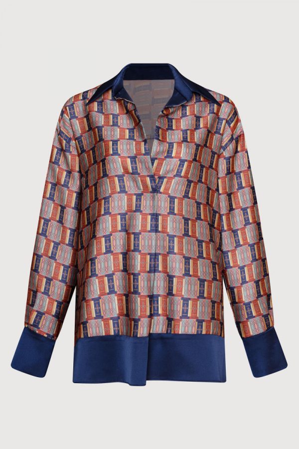 QUINCY shirt - Blue Edges Pattern