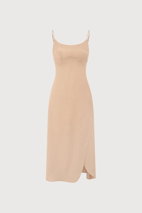 LEONI dress (with slit) - Beige